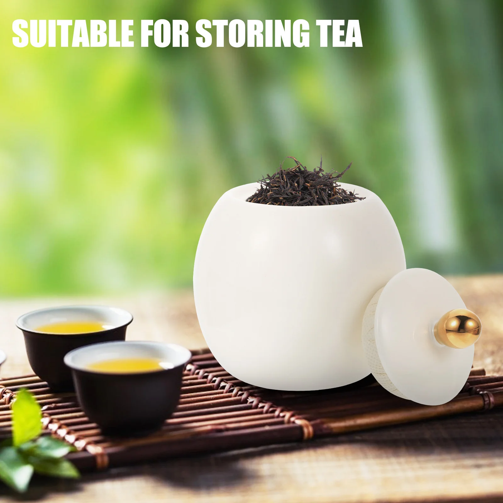 

Decorative Tea Canister Ceramic Jar with Lid for Coffee Nuts Sugar Salt Flour Kitchen Storage Container Countertop Food Jar