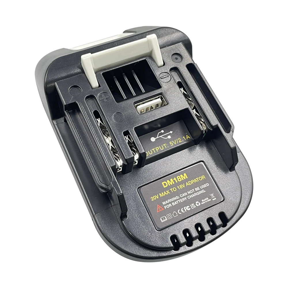 Convertidor de batería de litio Dm18M, adaptador de herramienta de cargador de iones de litio de 20V a 18V para baterías Milwaukee Makita Bl1830