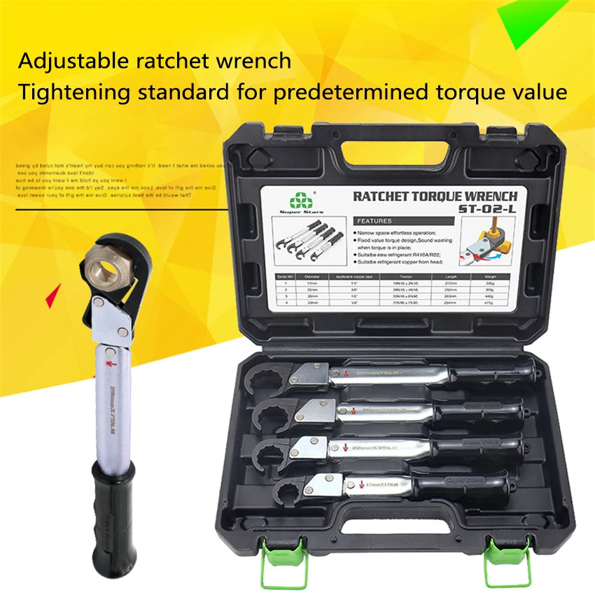 ST-02L Ratchet Torque Wrench  High-precision Open Type Auto Repair Wrench Air Conditioning Maintenance Tool  Set