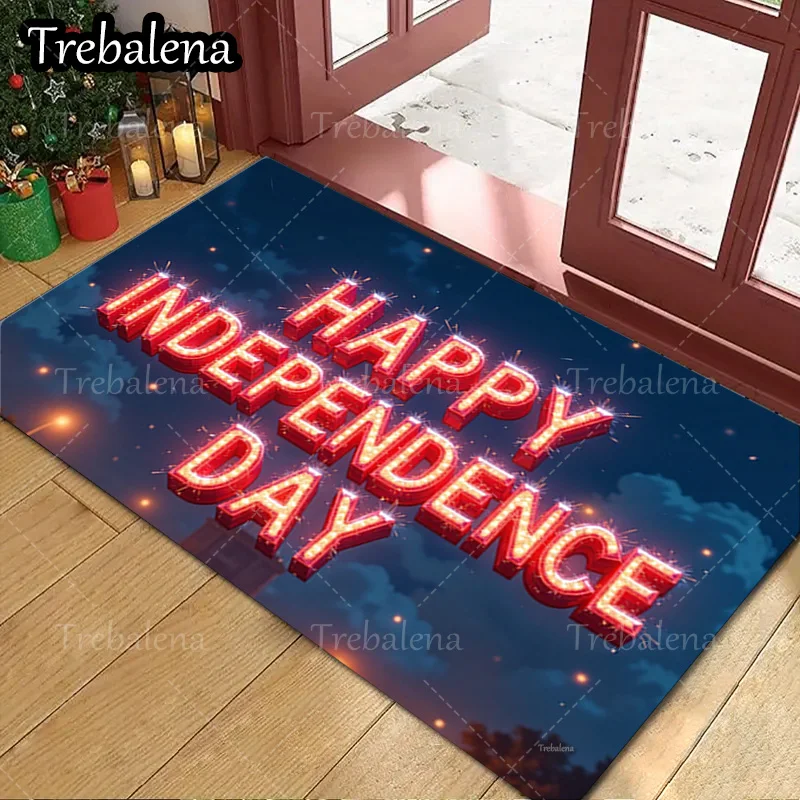 

1pc Welcome Door Mat Happy Independence Day Sparkling Lights Doormat for Home Decor