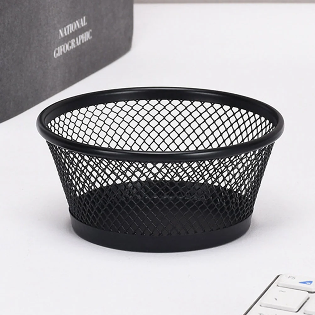 Mesh Office Bowl Stationery Storage Box Desktop Stand Household Holder Black Iron Accessories