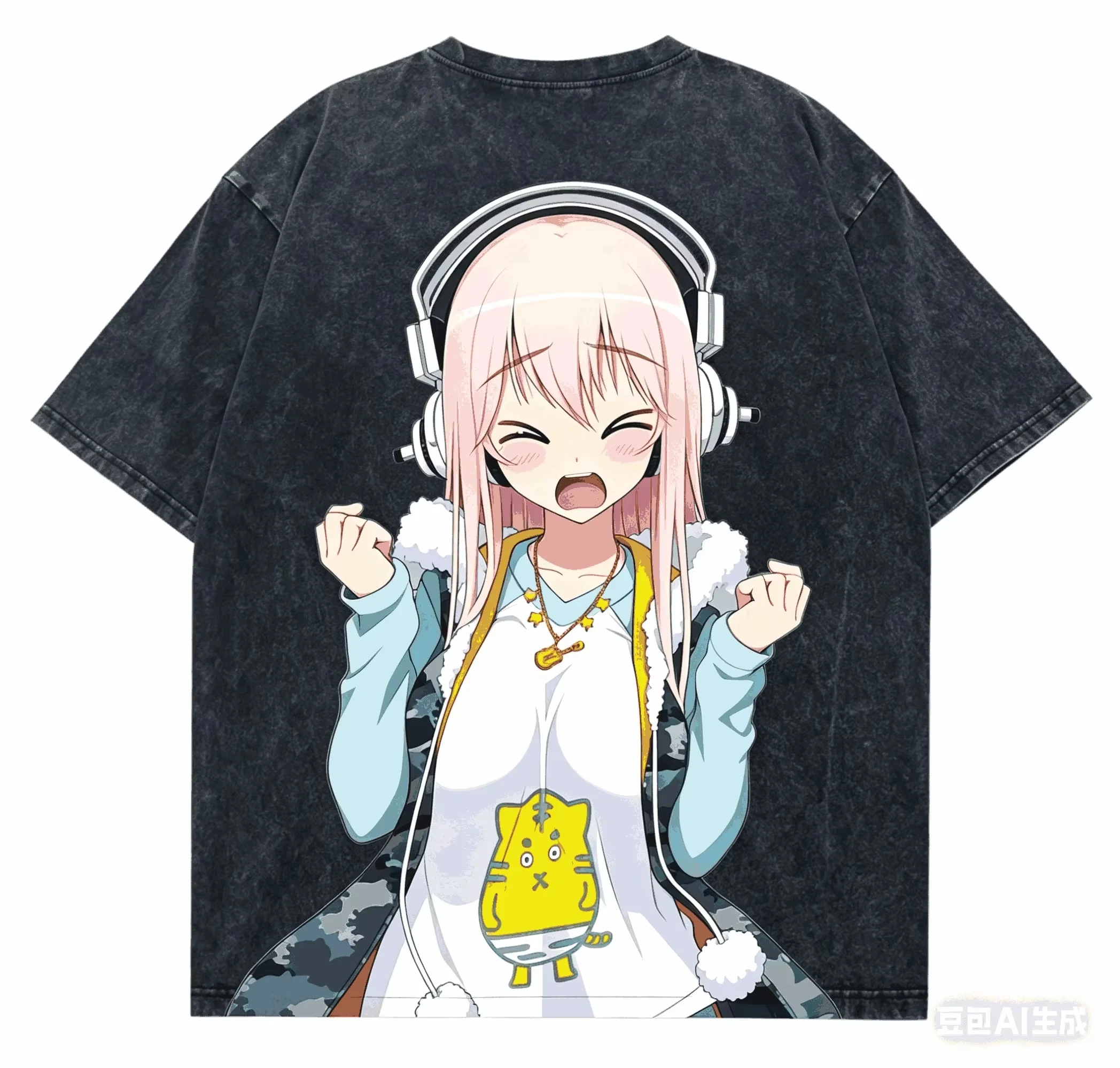 2026 New Vintage Fashion Washed Super Sonico T-Shirt, Soft Comfortable Hot Selling Casual Unisex Tee For All Seasons