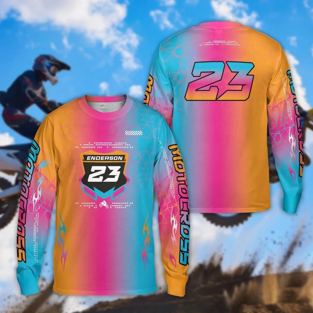 Men's Outdoor Sports Long-sleeve T-shirt Motocross Style with 23 Number & Logo for Riding Training Daily Casual Wear view 5