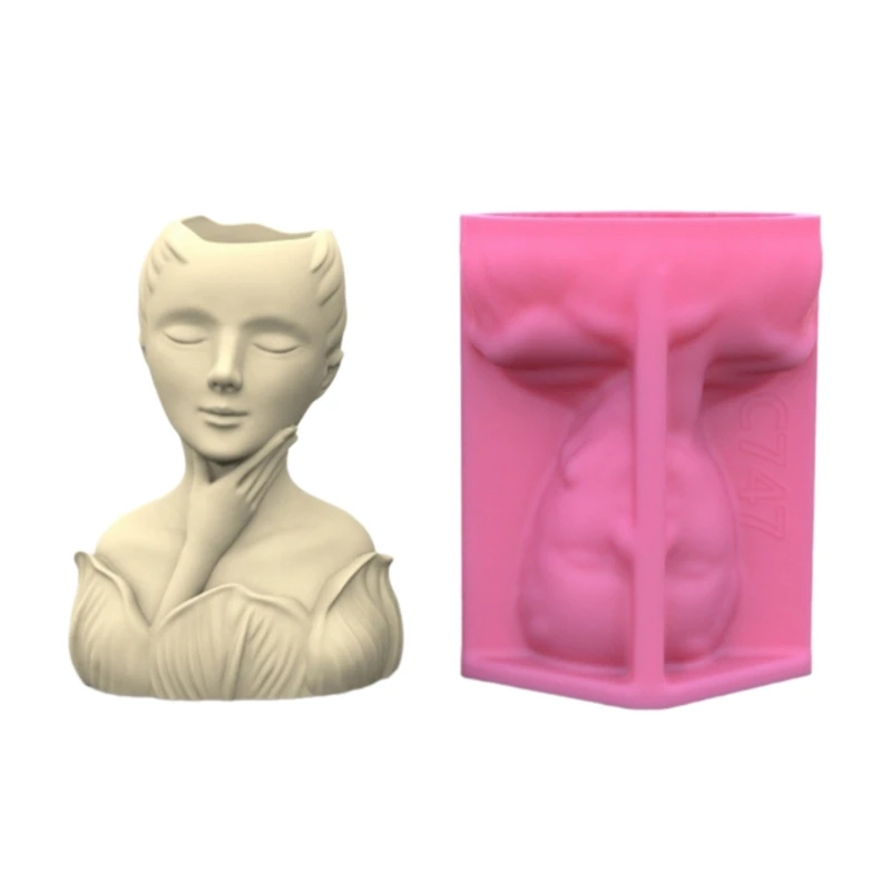 

Flowerpot Silicone Molds Concrete Vase Molds Simple Portrait Statue Succulents Planter Mould Cement Gypsums Molds Decors