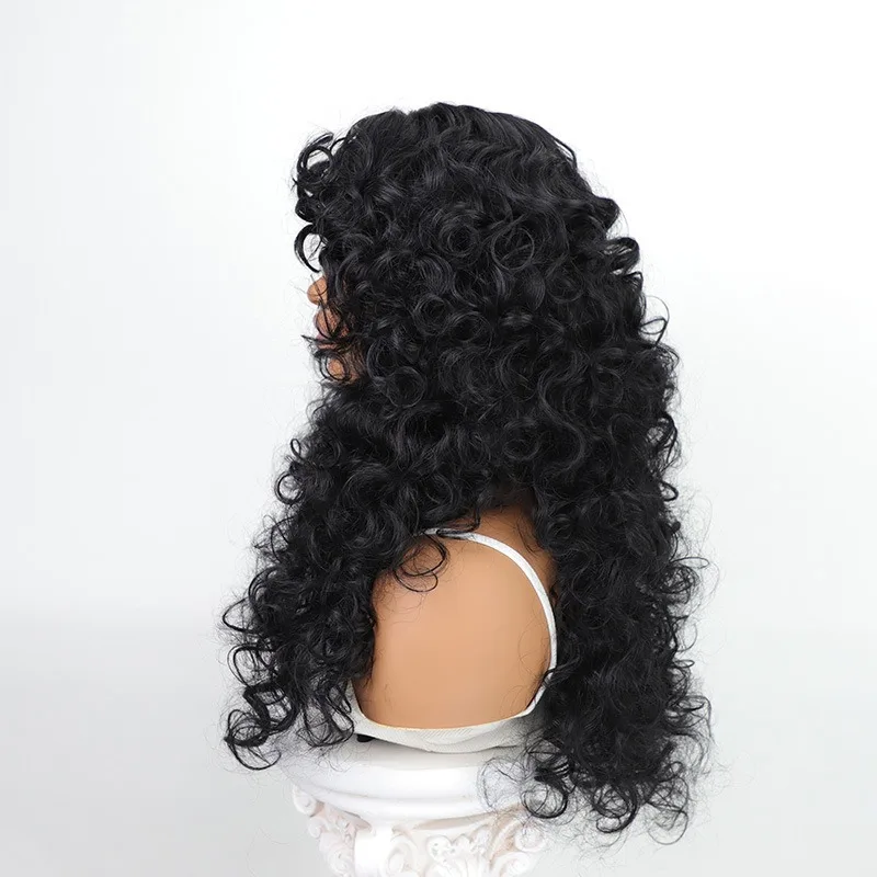 Perruques bouclées pour femmes noires 45 cm 18 pouces perruque courte bouclée noire douce moelleux ondulé Afro boucles lâches perruque synthétique résistante à la chaleur