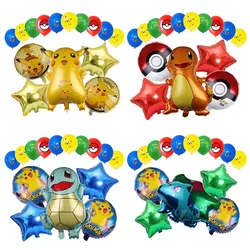Pokemon Aluminum Film Latex Birthday Balloon Set Pikachu Squirtle Charmander Bulbasaur Cartoon Ball Children's Party Decoration