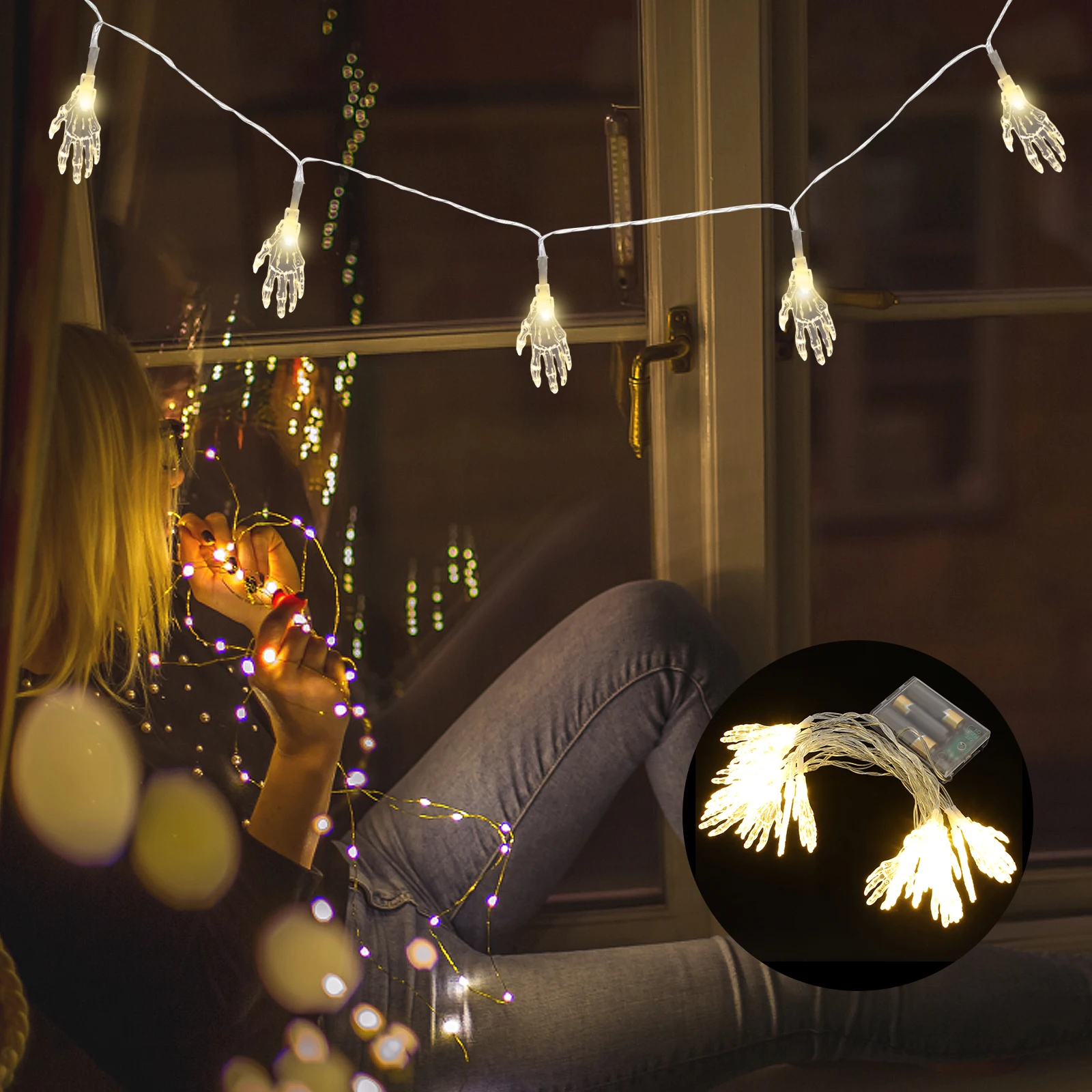 

Skull Hand String Party Decoration Ghost String Festival Decoration Halloween Decorative Lights Operated Hanging Lights