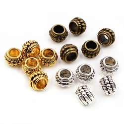 8x6mm 30pcs Hole Size 3.7mm Antique Gold Bronze Silver Plated Ball Handmade Charms Pendant Jewelry Making for Bracelet Necklace