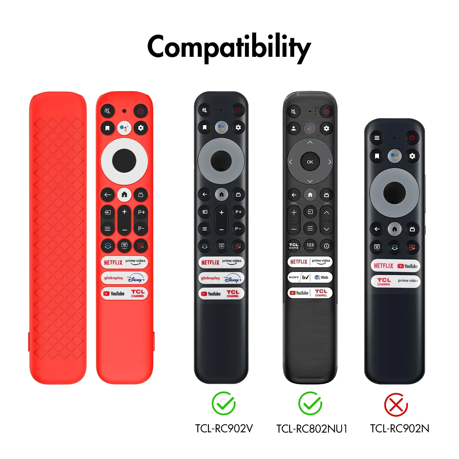 Para tcl rc813 fmb1/rc902v fmr1/4 fmr5/rc923 fmb3 silicone controle remoto pacote completo capa protetora antiderrapante e à prova de poeira