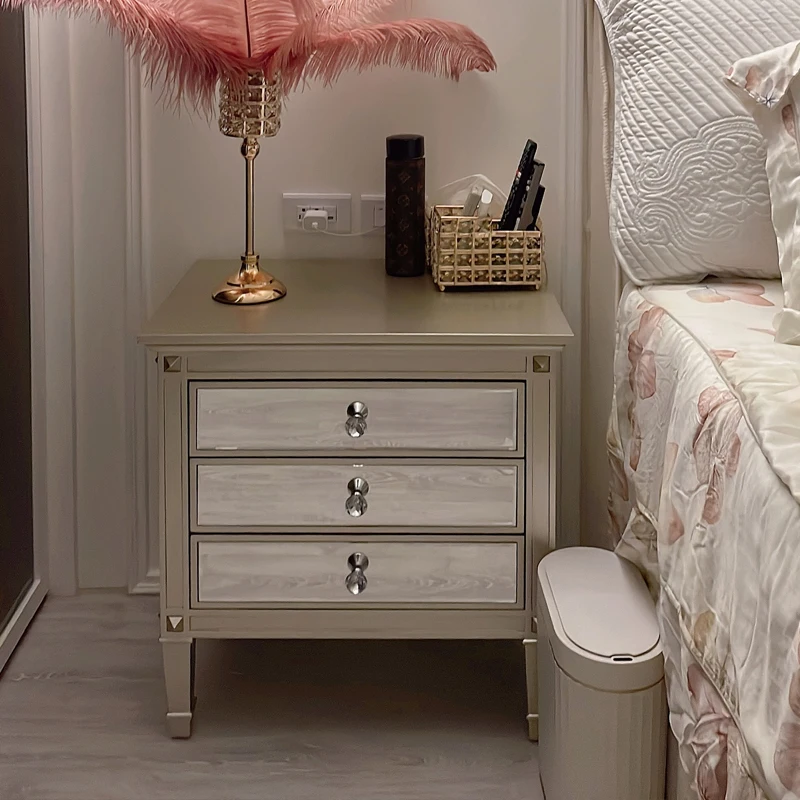 

Modern mirror bedside few simple lockers solid wood complete household