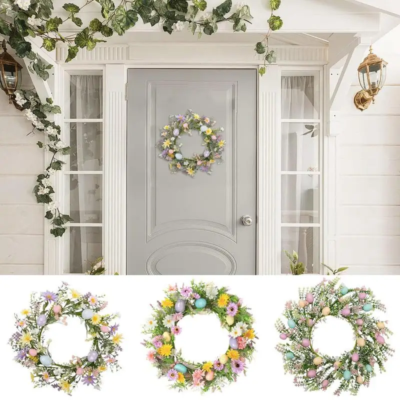 Easter Egg Wreath Artificial Spring Wreath Flower Easter Wreath Farmhouse Easter Decorations With Mixed Twigs Door Wreath For