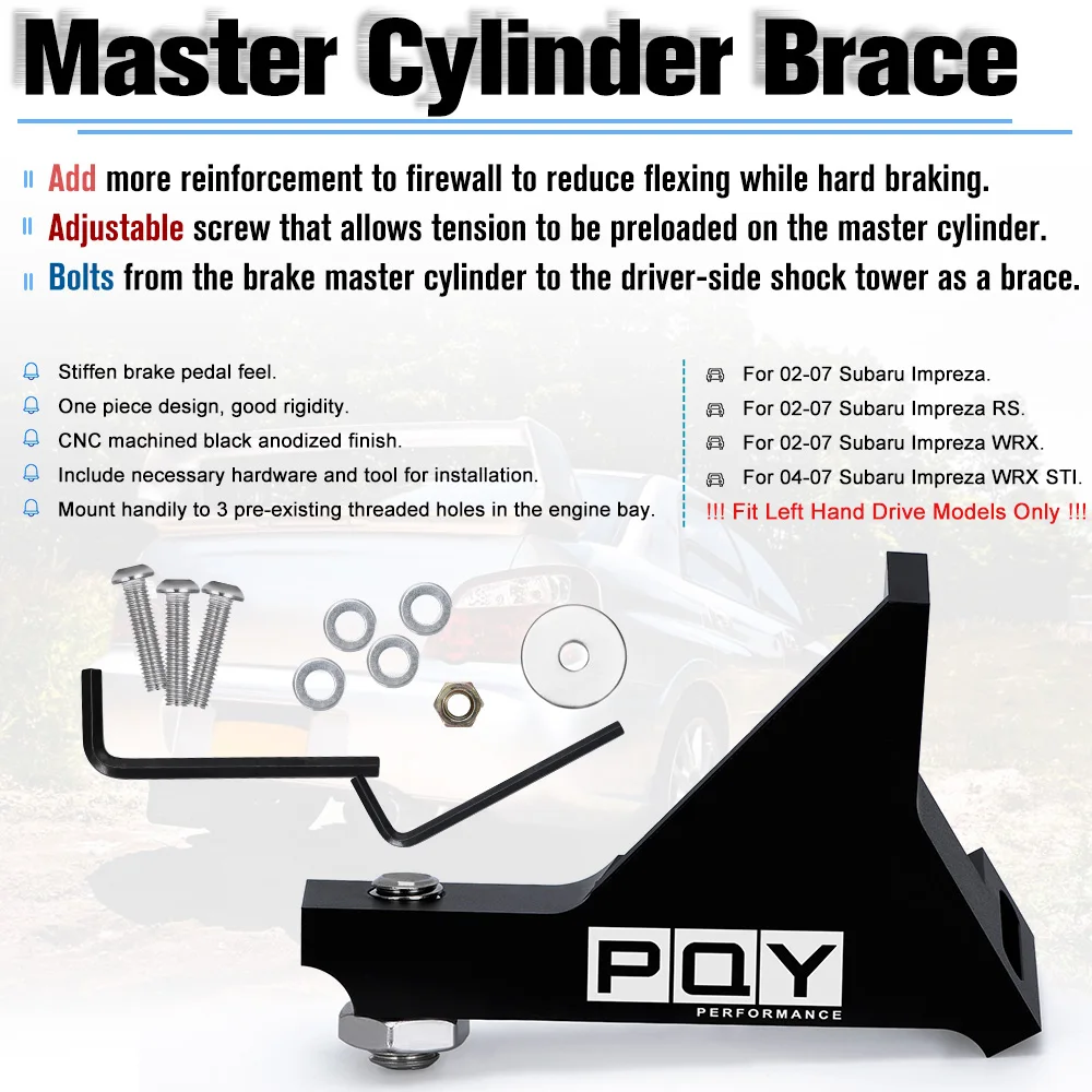 WLR - Master Cylinder Support Bracket Stiffen Brake Pedal Feel For 02-07 Subaru Impreza/RS/WRX/STI WLR-HBM02BK-QY