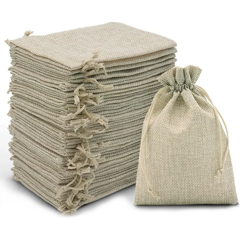 5/10Pcs Burlap Gift Bags with Drawstring Jute Bags Linen Sacks Storage Bags Burlap Bag for Wedding Favors Party Jewelry Pouches