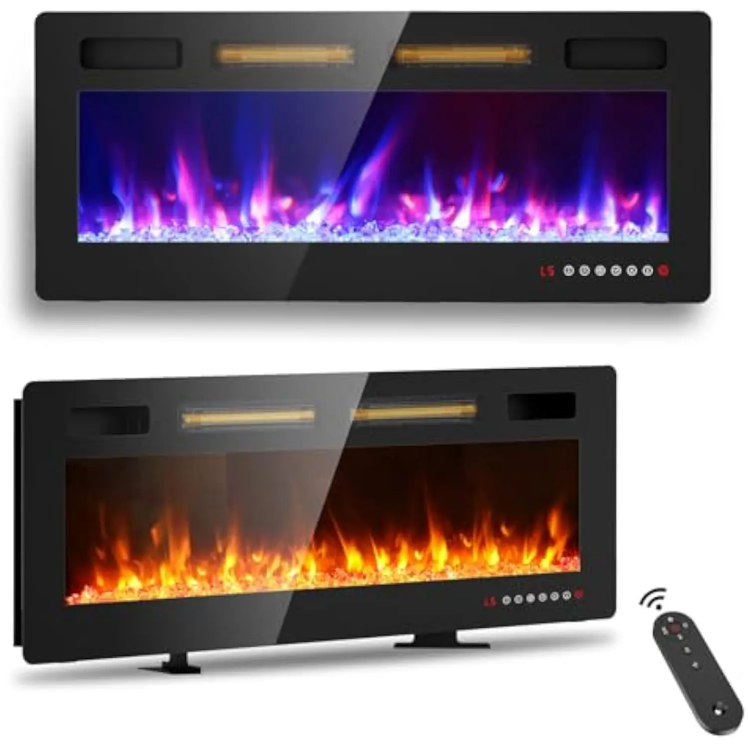 

42 Ultra Thin Electric Fireplace, Wall Mounted & Freestanding, LED Fireplace Insert, Wall Fireplace for Living Room/Bedroom w/T