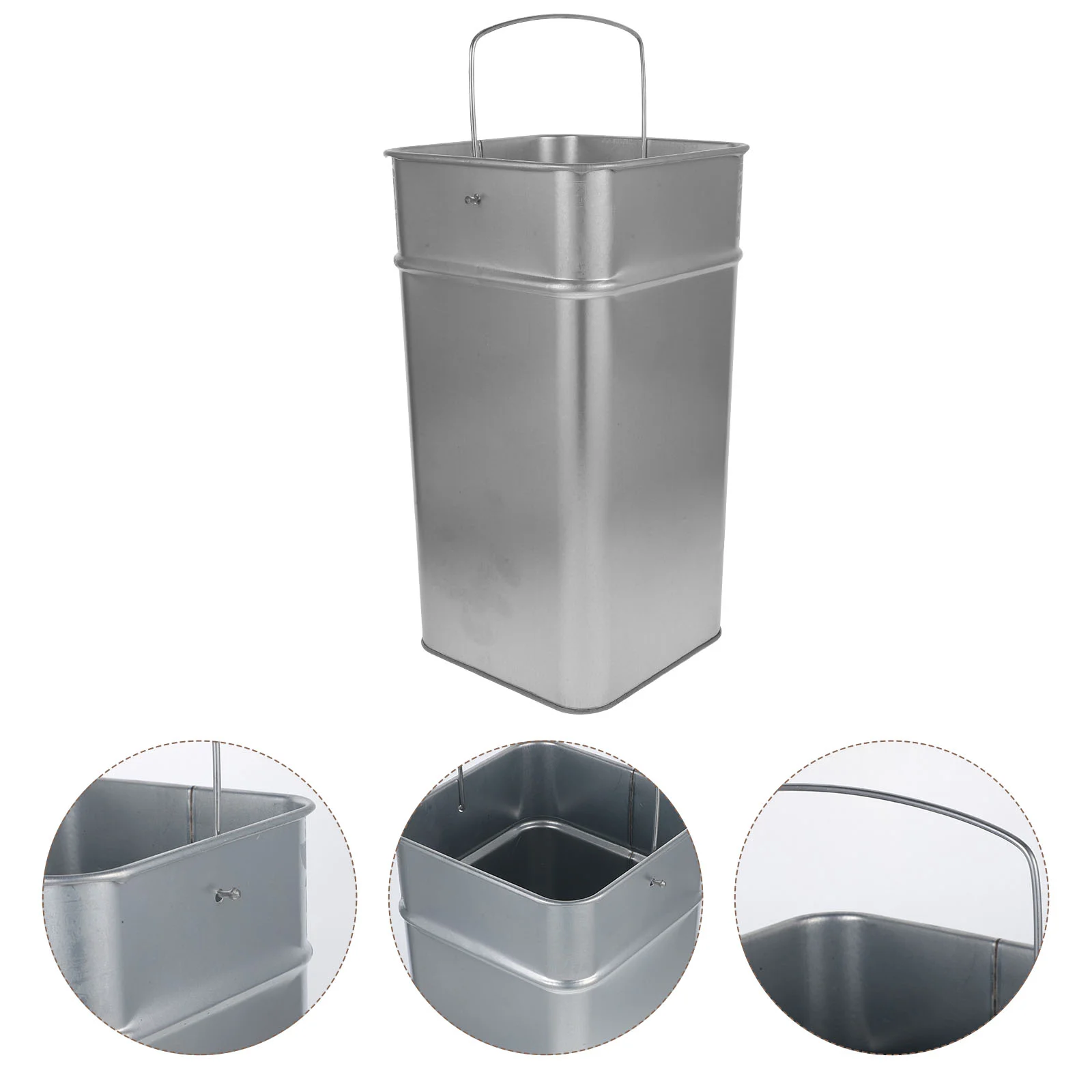 Barbed Wire Metal Lidless Trash Can Purple Large Bucket with Handle Bathroom Meal Garbage Bin