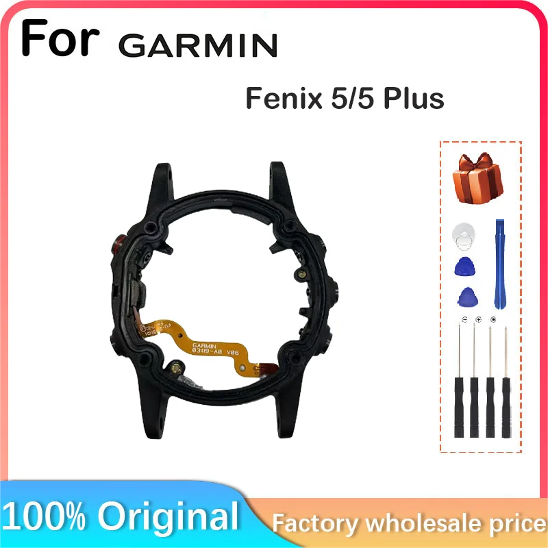 For Garmin Fenix 5 5Plus Watch Case Middle Frame, Plastic Frame with Buttons, Button Maintenance Replacement Accessories