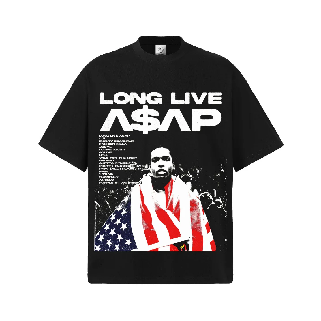 

Футболка с графическим принтом ASAP Rocky Long Live ASAP для мужчин и женщин, хип-хоп, рэпер, повседневная, хлопковая, с коротким рукавом, классическая уличная одежда для вечеринок