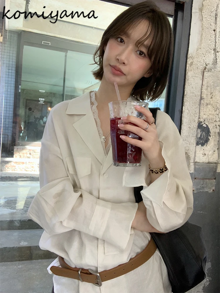 

Lace Spliced Suit Collar Woman 2025 Shirts & Blouses Long Sleeve Blusas Autumn New Ropa De Mujer Elegant Camisas Clothing