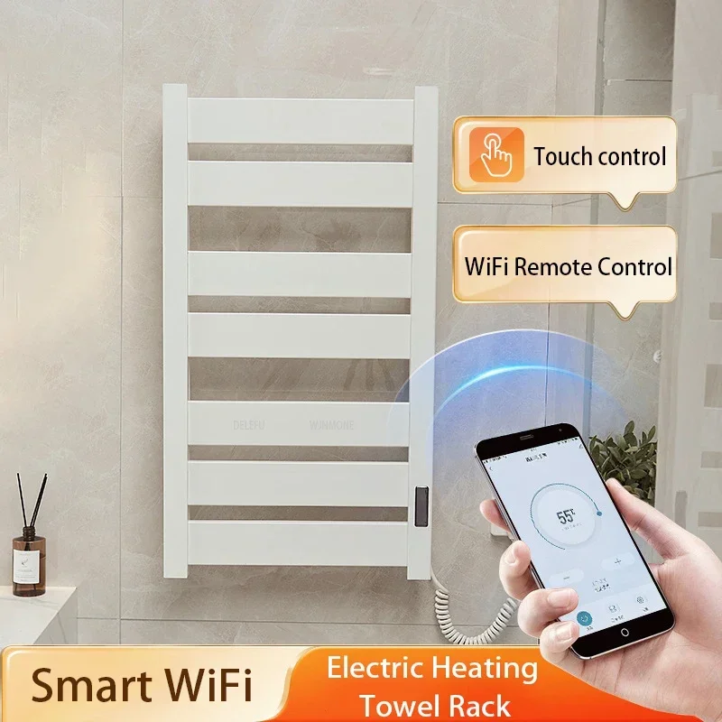 Bathroom Smart WiFi Electric Towel Dryer White Bath Towel Heated Dish Drying Rack Wall Kitchen Heater Towel Warmer Dryer Holder