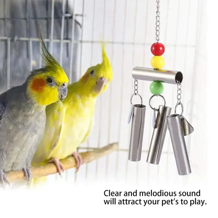 

Bird Toy Bell Stainless Steel Hanging Ring Puzzle Interactive Bird Cage Accessories Bite Resistant Bird Tearing Toy Pet Product