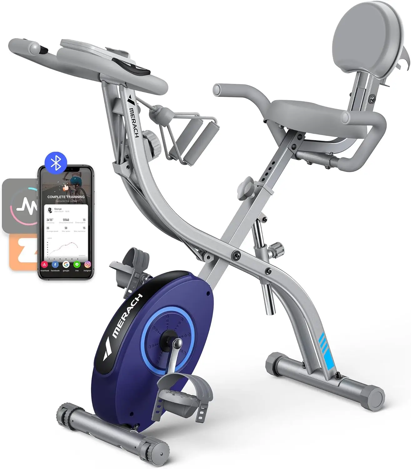 Folding Exercise Bike for Home - 4 in 1 Magnetic Stationary Bike with16-Level Resistance, Exclusive APP, 300LB Capacity