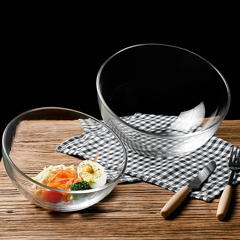 Slanted Glass Salad Bowl Minimalist Fruit Vegetable Serving Dish for Breakfast Snack Candy
