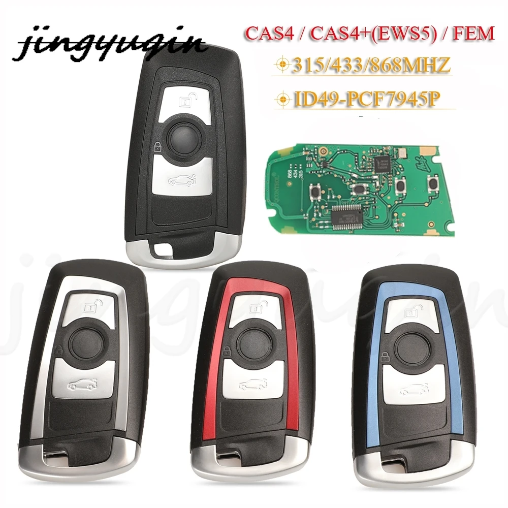 

jingyuqin CAS4 315/433/868Mhz PCF7945 Smart Remote Key Keytless Entry For BMW 3 5 7 Series 523 528 535 550 318 320 325 328 330