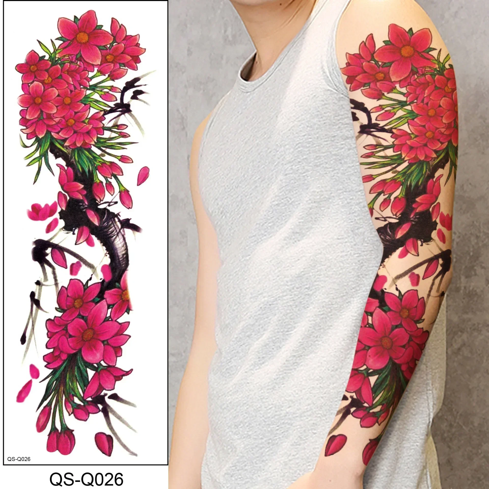 Color Full Arm Temporary Tattoos for Men Women Peacock Skull Indians Fake Tatoo Sleeve Waterproof Shoulder Body Tatuaje Temporal