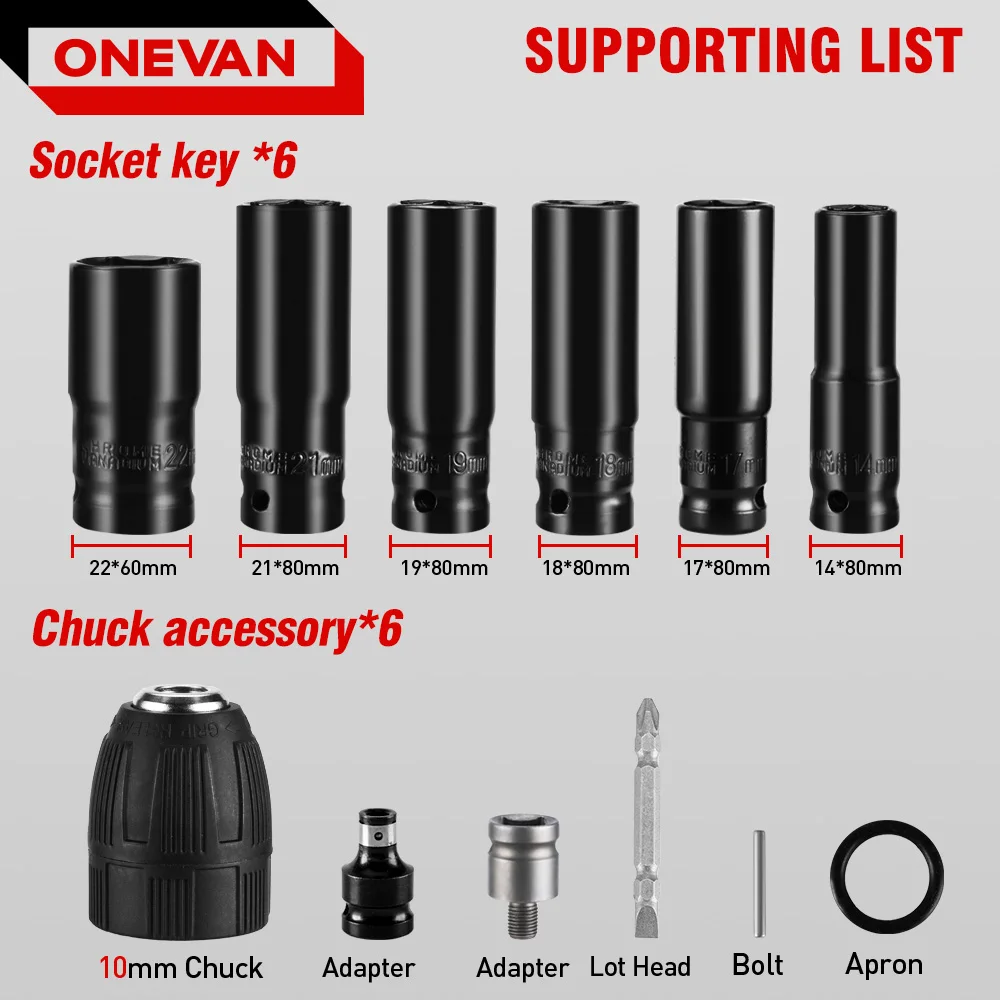 ONEVAN ประแจผลกระทบไฟฟ้า Hexs ซ็อกเก็ตอะแดปเตอร์ชุด 1/2 "เจาะ Chuck ไดรฟ์ชุดสําหรับประแจไฟฟ้าไขควงซ็อกเก็ตมาตรฐาน