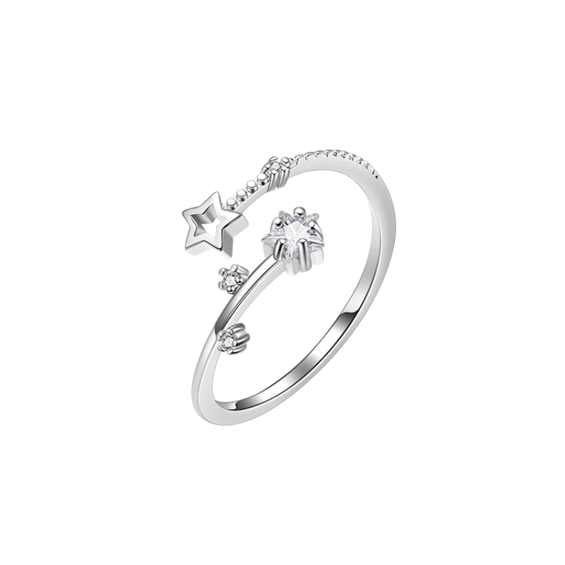 

*925 sterling silver star ring for women, light luxury, personalized open mouth ring, Instagram cold style ring, niche