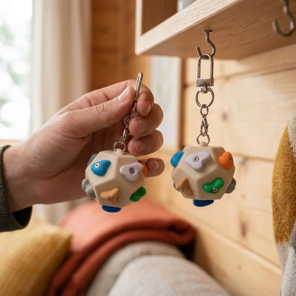 3D-gedruckter Mini-Klettergriff-Schlüsselanhänger, abnehmbarer Boulder, handgefertigter Schlüsselring für Kletterbegeisterte, realistisch und farbenfroh – Detail 11