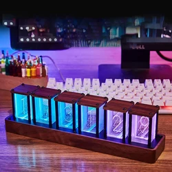 Nixie-Colorful LED Digital Table Clock, USB Powered Alarm Clock, Large Display, Bedroom Desk Decoration