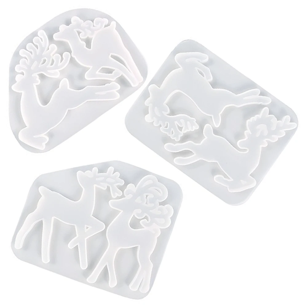 

TEHAUX 3Pcs Resin Christmas Mold Set for Keychain Pendant Crafting Xmas Epoxy Casting Silicone Charm Accessory