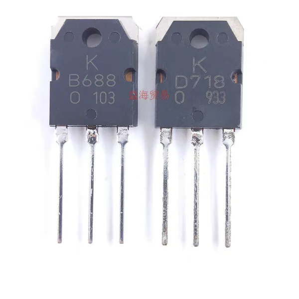 

5Pairs/10Pairs New Original 2SB688 B688 688 2SD718 D718 718 TO-3P 8A 120V Silicon NPN PNP Power Transistor