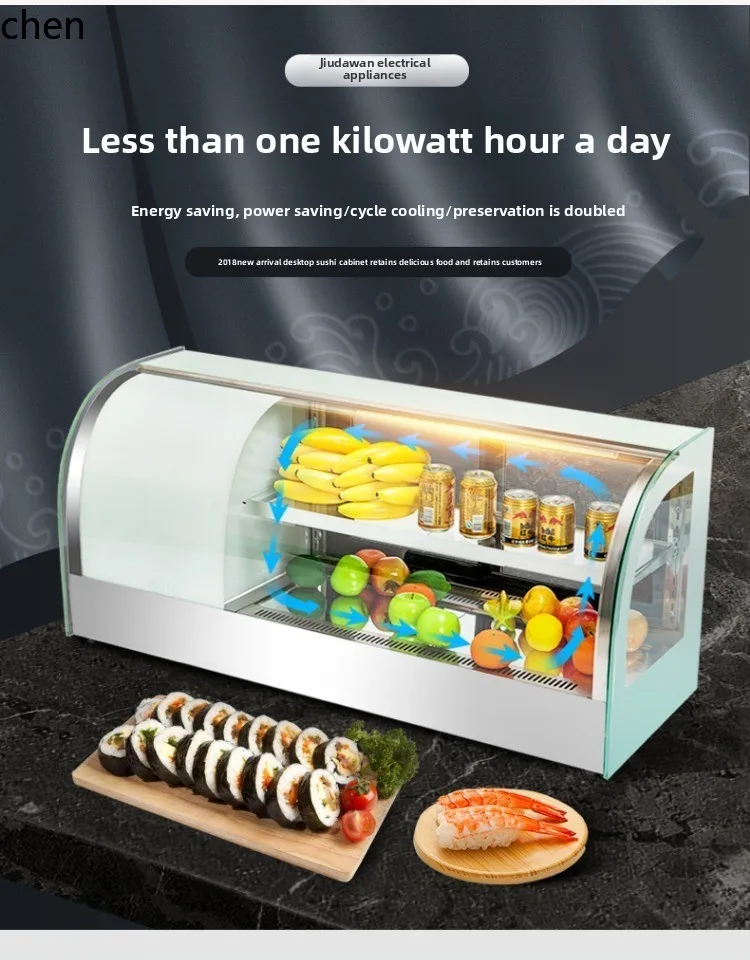 HTT Суши-витрина, небольшой настольный холодильный торт, коммерческий фруктовый десерт, гастроно-сашими, бар для свежего чая с молоком