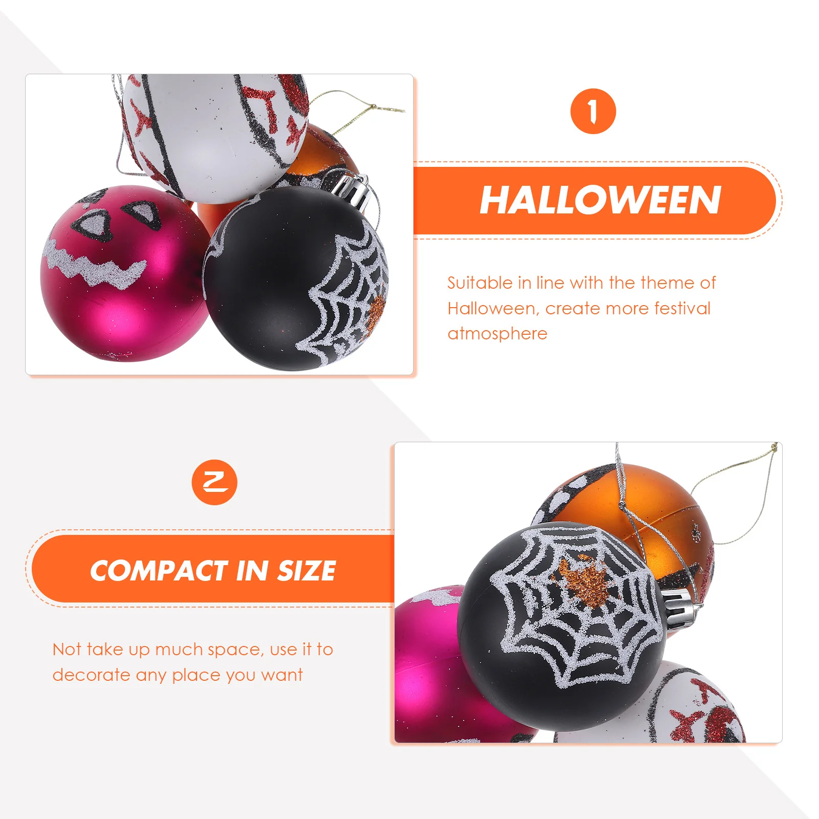 

12Pcs Halloween Hanging Balls Decorative Ornaments Plastic Party Decor Supplies Pendants Halloween Ball Ornament