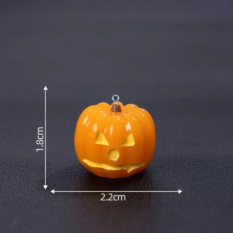 10Pcs Halloween Luminous Pumpkin Resin Charms Pendants for Jewelry Making Findings DIY Necklace Keychain Decoration Accessories