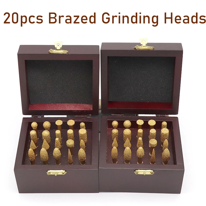 

20 Piece Set Of Brazing Carving Stone Carving Jade Stone Pebble Flower Pot Grinding Carving Grinding Head Tool