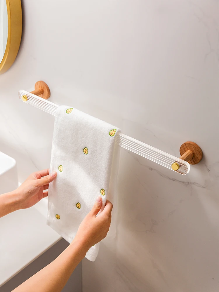 Towel Rack Punch-Free Toilet Bathroom Wall-Mounted Towel Rack Rack Towel Bar Creative Acrylic