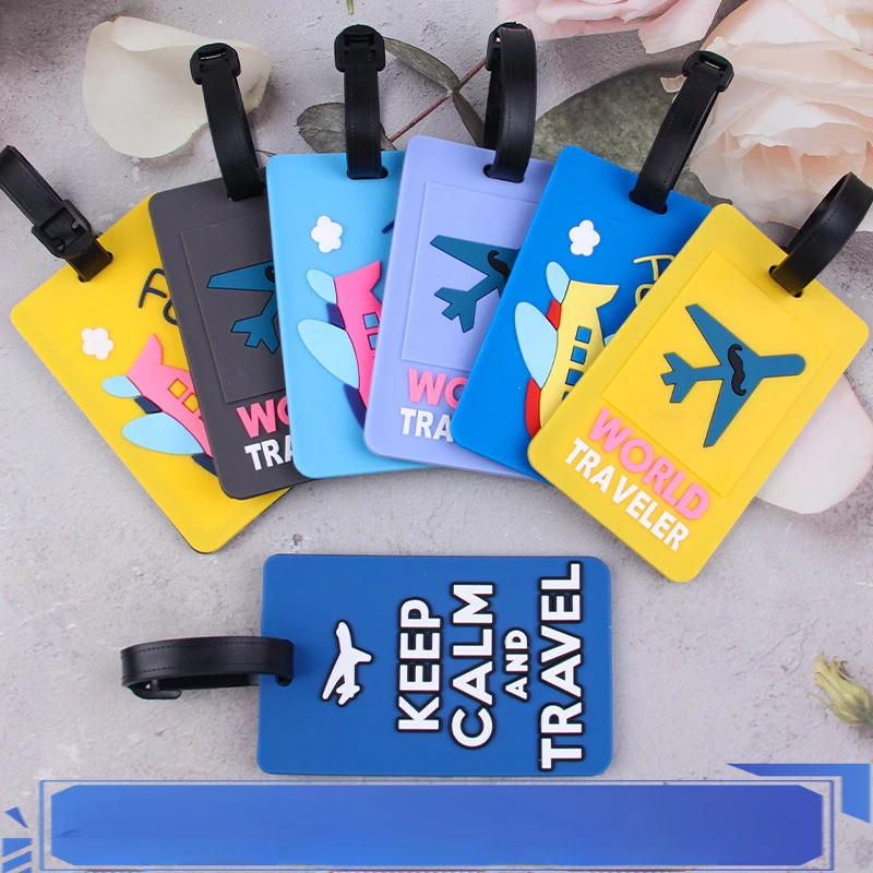 1PCS Airplane PVC Luggage Tag Travel Accessories ID Card for Students for Boys and Girls