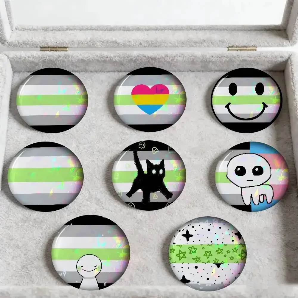 Agender Pride Large Flag  Cartoon Brooches Anime Badge Round Handmade Brooch Lapel Pins Jewelry For Backpack Clothes Gifts