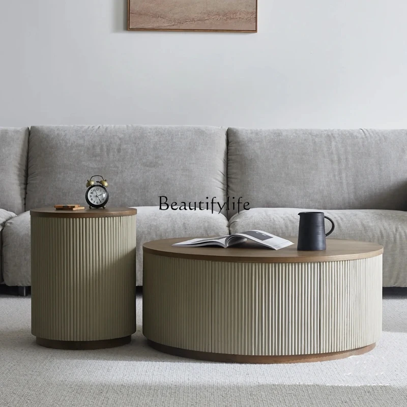 

Nordic solid wood living room simple coffee tea table small apartment wooden edge table