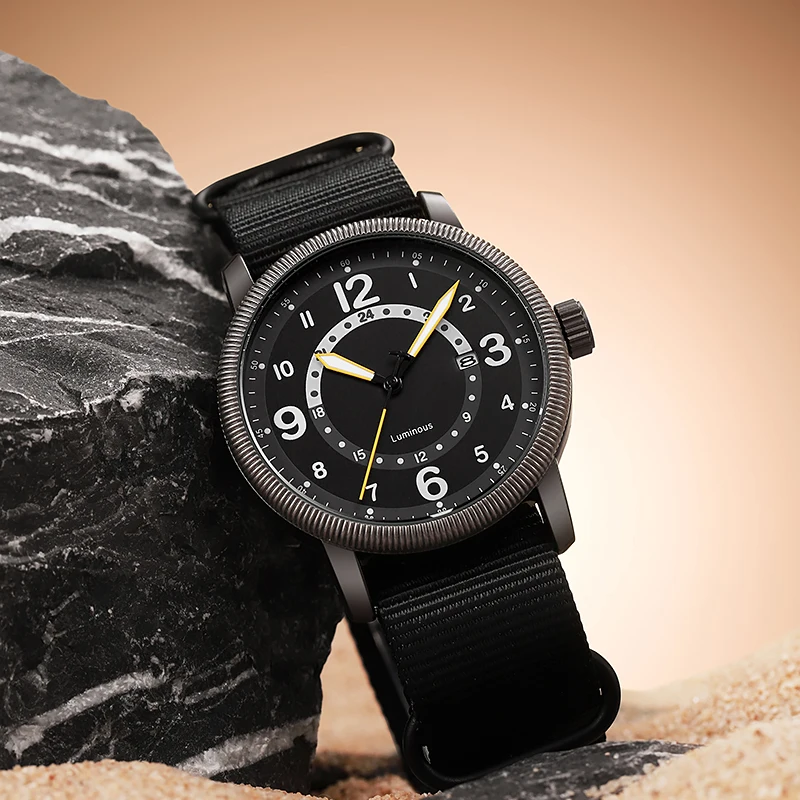 2026 TPW Field Watch with Big Numbers Fabric Strap 24-Hour Display Quartz Movement And Day Function Luminous Dial And Hands