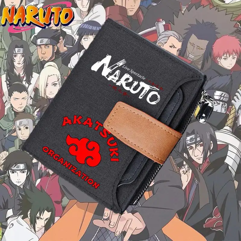 

Naruto Akatsuki Red Cloud Anime Coin Purse Card Bag Student Short Fashion Cartoon Wallet Men Women Tri-Fold Canvas Wallet Gift