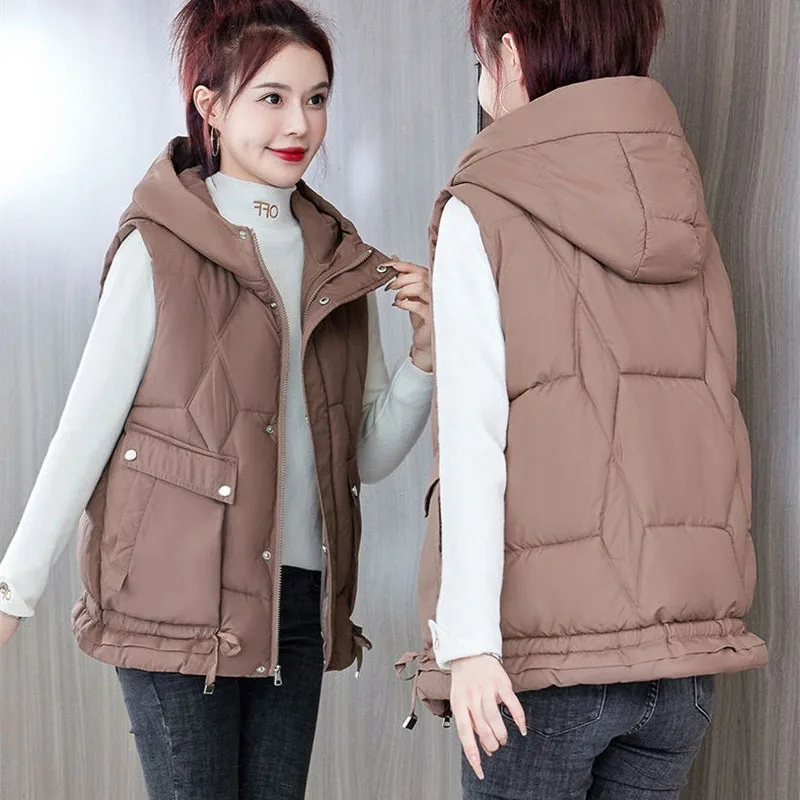 

Women Jacket Fashion Korean Vest Coats Female 2024 Autumn Winter Warm Thickening Parkas Casual Loose Outwear Mujer