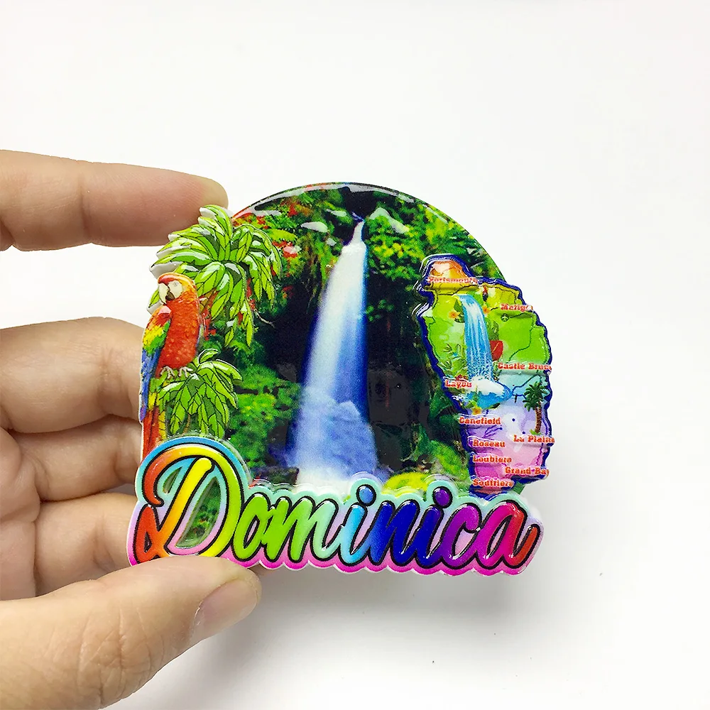 

Dominican Resin Fridge Magnet, Tropical Waterfall Scenery, Magnetic Decoration, Travel Souvenir