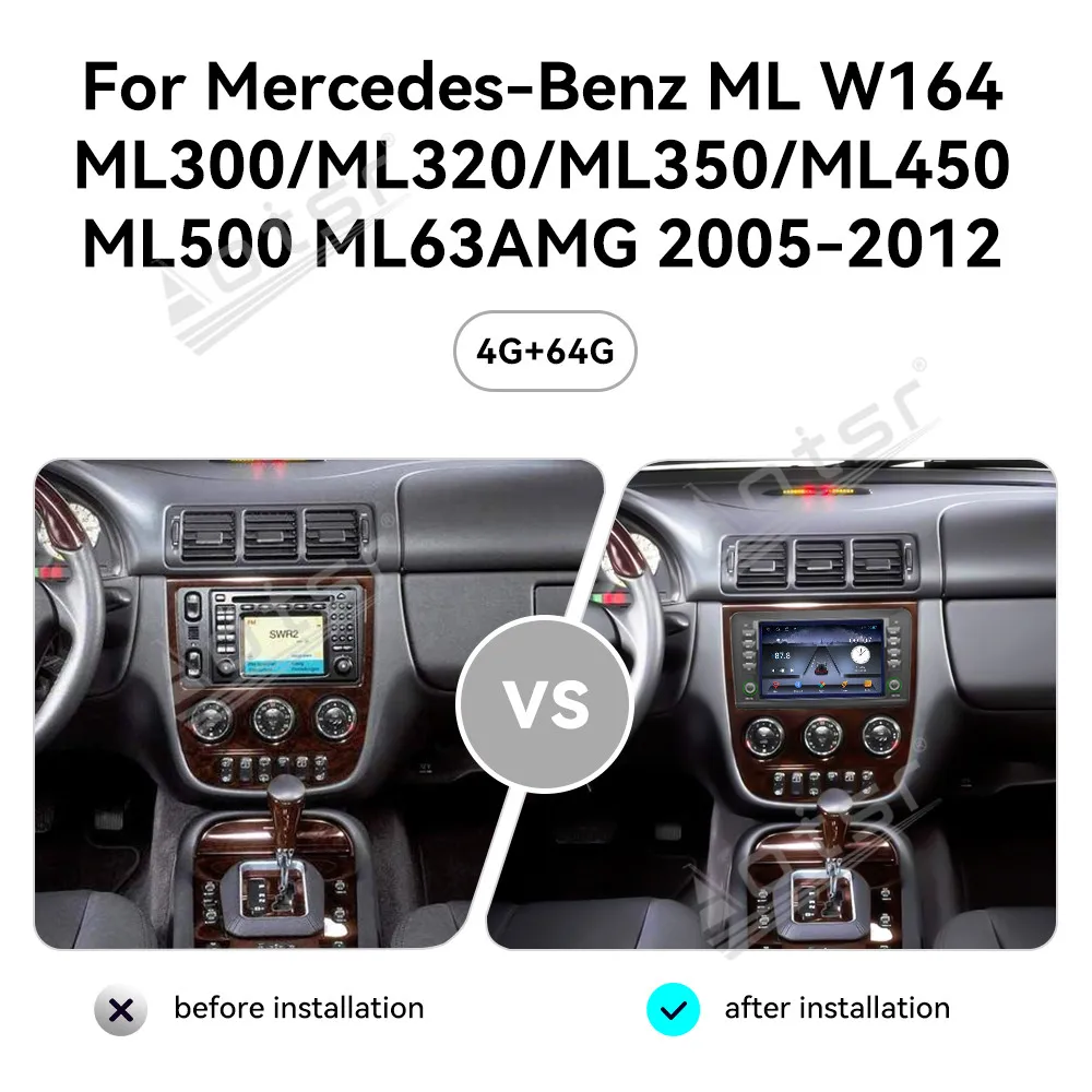 For Mercedes-Benz ML ML-CIass W164 2005~2012 Multimedia Android 13 Carplay GPS Navigation Radio Stereo Receiver player Head Unit