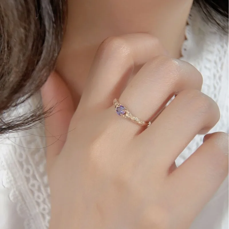 خاتم نسائي من الفضة الإسترليني S925 فاخر من الزركون الجمشت، خاتم أحجار كريمة على الموضة الأوروبية والأمريكية البسيطة