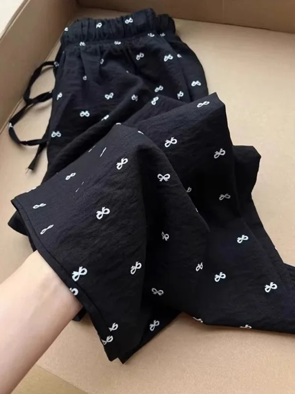 

Large Size 300 Pounds Knot Printed Casual Pants Unisex Summer New Loose Straight Leg Pants American Casual Style