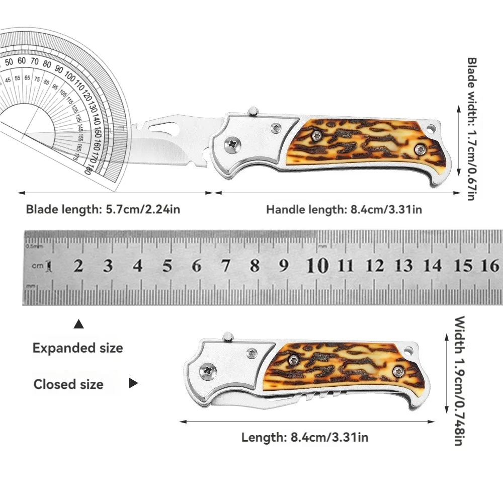 Stainless steel folding knife, mini knife for survival, outdoor knife, bone blade handle, portable and portable tool